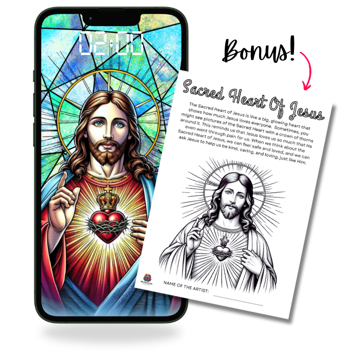 free sacred heart of Jesus mobile wallpaper and coloring page - raising millennial saints